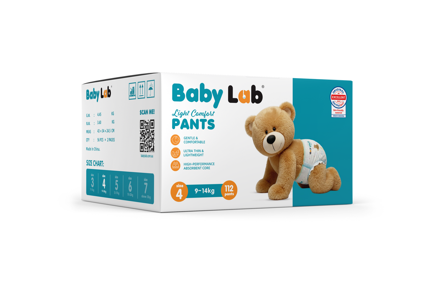 Baby Lab Light Comfort Nappy Pants (Jumbo pack - 112pcs) - Size 4 (9-14 kg)