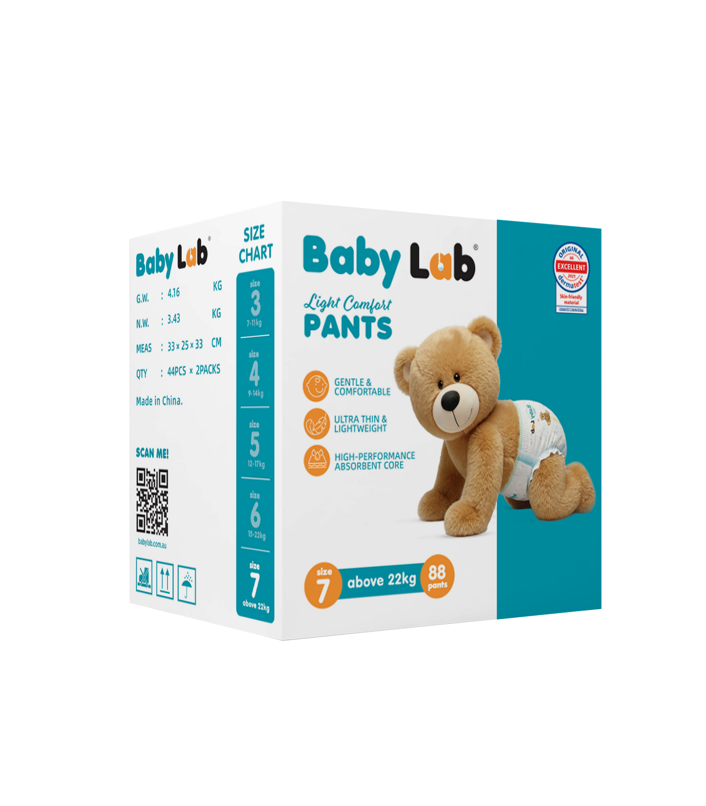 Baby Lab Light Comfort Nappy Pants (Jumbo pack - 88 pcs) - Size 7 (22+ kg)