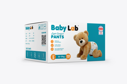Baby Lab Light Comfort Nappy Pants (Jumbo pack - 108 pcs) - Size 5 (12-17 kg)