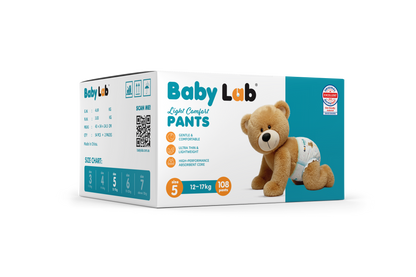 Baby Lab Light Comfort Nappy Pants (Jumbo pack - 108 pcs) - Size 5 (12-17 kg)