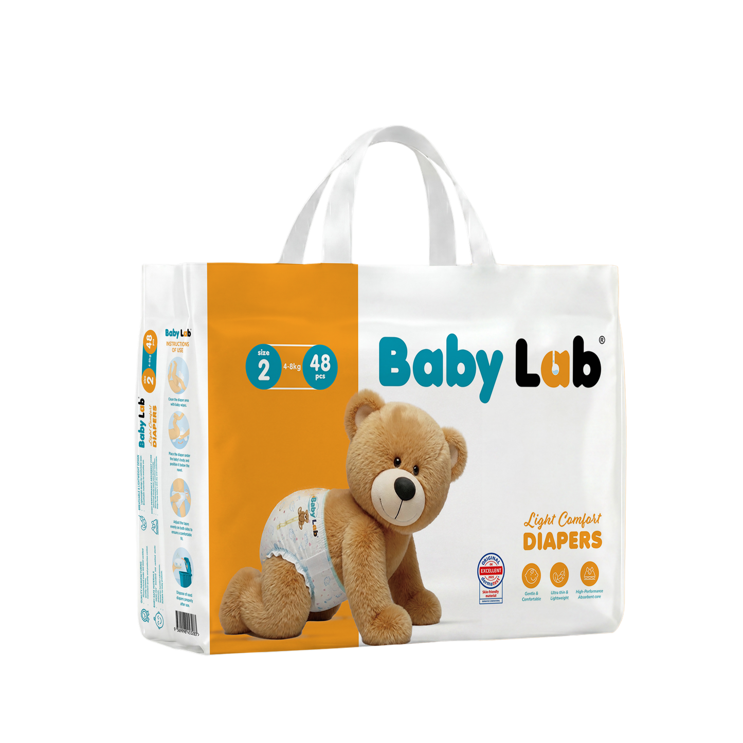Baby Lab (Light Comfort) Nappy Diapers | Ultra Thin & Soft Baby Nappies (SIZE 2)