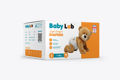 Baby Lab Light Comfort Nappies (Jumbo pack - 96 pcs) - Size 2 (4-8 kg)