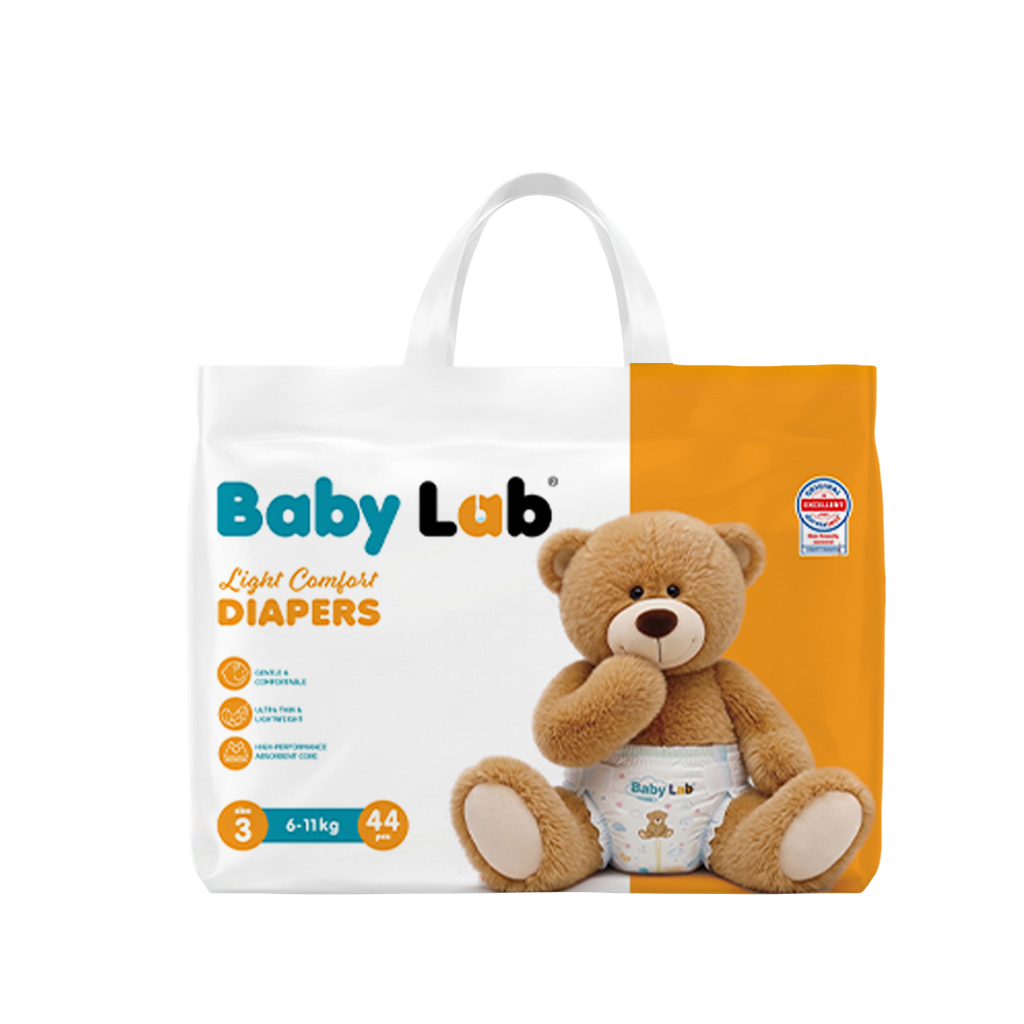 Baby Lab (Light Comfort) Nappy Diapers | Ultra Thin & Soft Baby Nappies (SIZE 3)