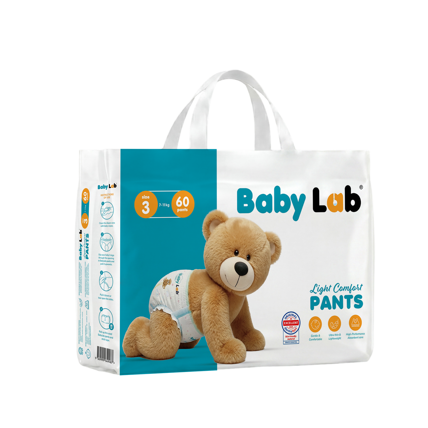 BabyLab (Light Comfort) Nappy Pants | Ultra Thin & Soft Baby Pull up Nappy (SIZE 3)