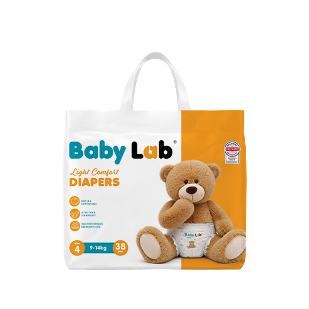 Baby Lab (Light Comfort) Nappy Diapers | Ultra Thin & Soft Baby Nappies (SIZE 4)