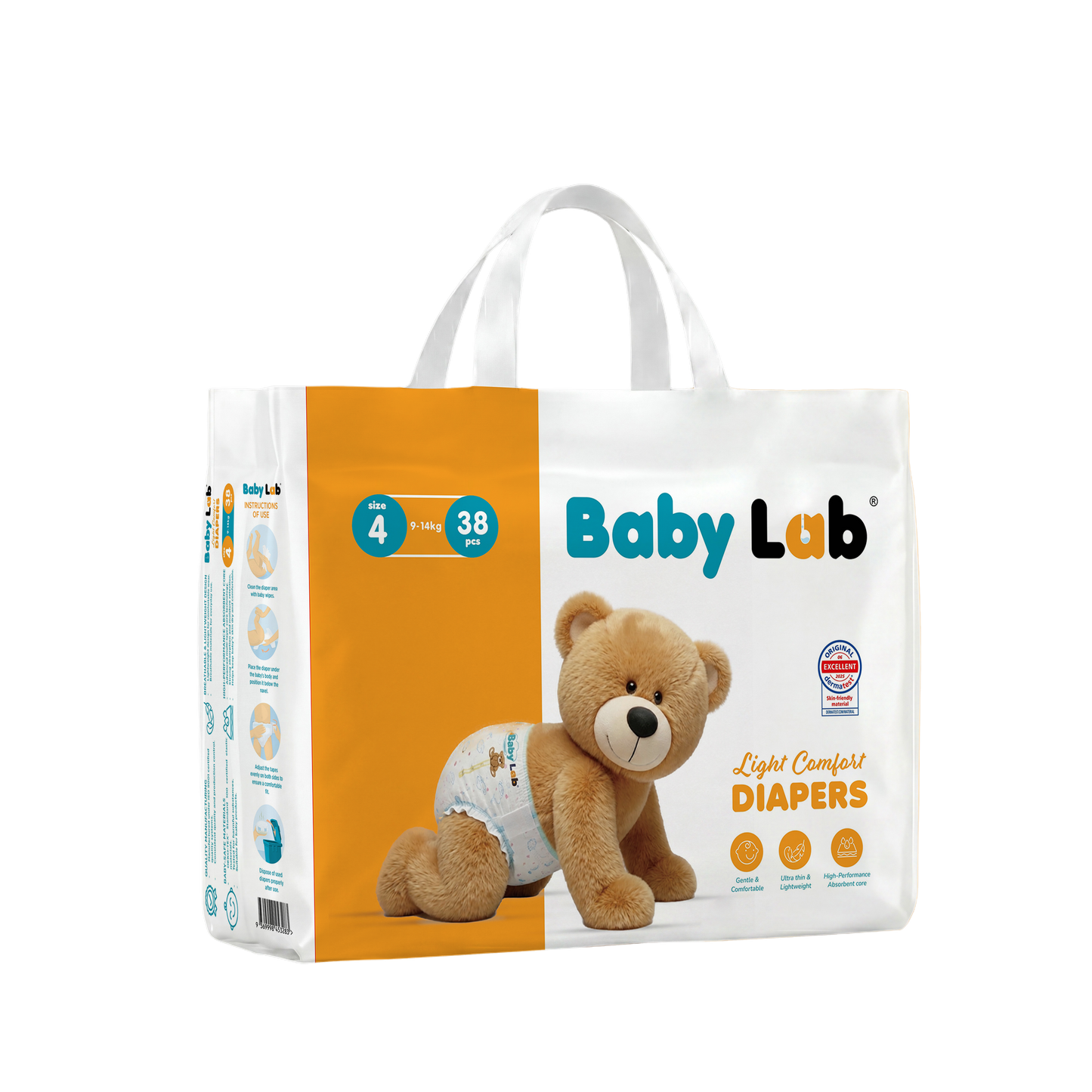 Baby Lab (Light Comfort) Nappy Diapers | Ultra Thin & Soft Baby Nappies (SIZE 4)