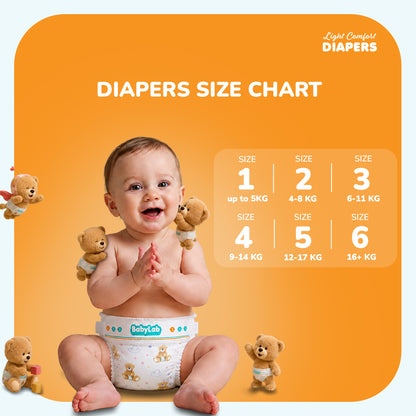 Baby Lab (Light Comfort) Nappy Diapers | Ultra Thin & Soft Baby Nappies (SIZE 1)
