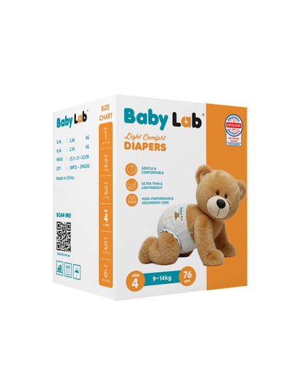 Baby Lab Light Comfort Nappies (Jumbo pack - 76 pcs) - Size 4 (9-14 kg)