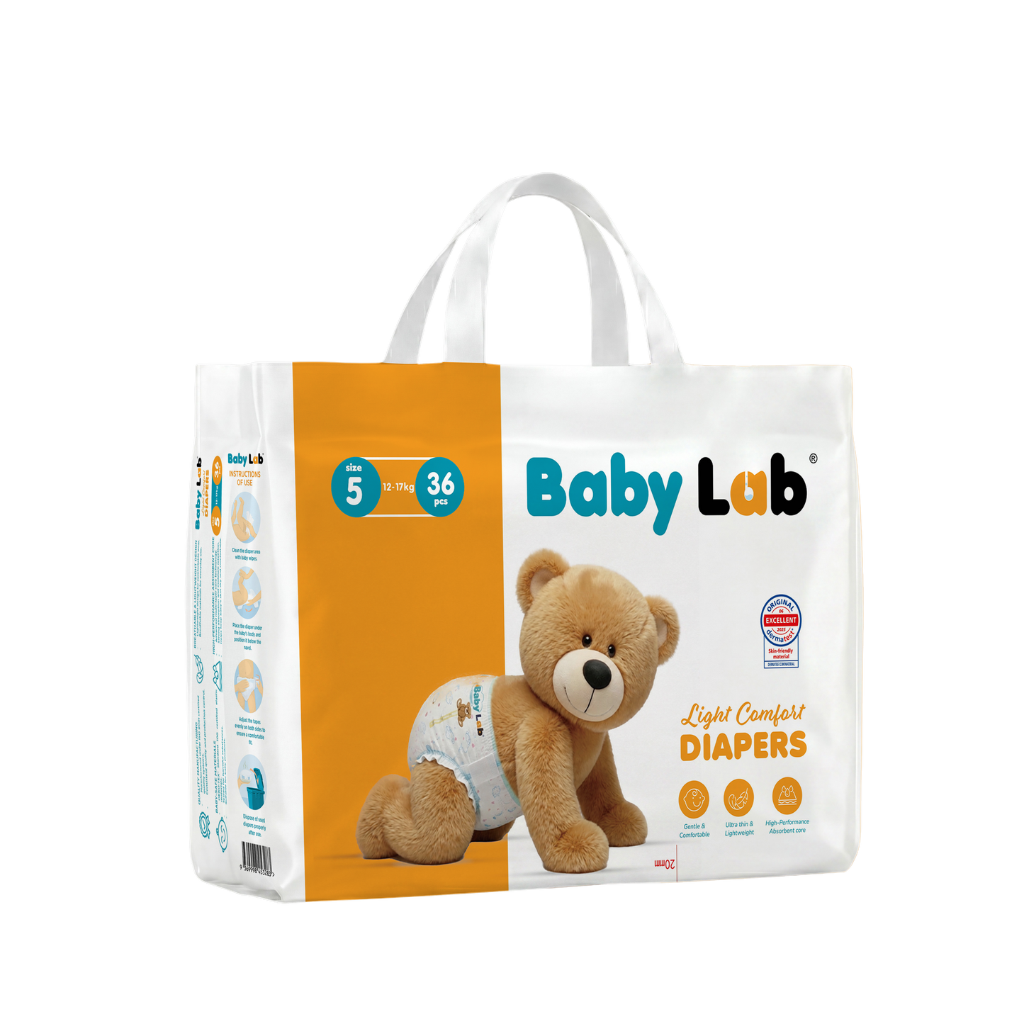 Baby Lab (Light Comfort) Nappy Diapers | Ultra Thin & Soft Baby Nappies (SIZE 5)