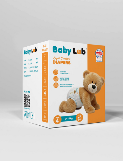 Baby Lab Light Comfort Nappies (Jumbo pack - 76 pcs) - Size 4 (9-14 kg)
