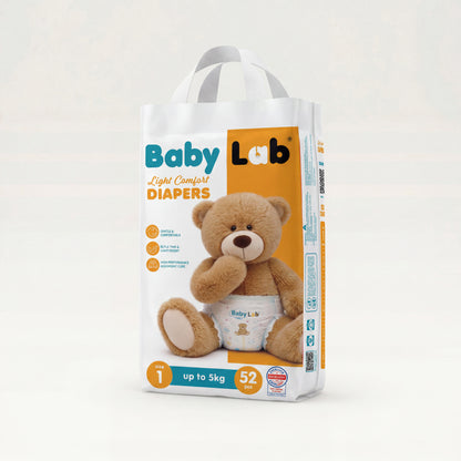 BabyLab Light Comfort Diapers Size 1 (up to 5kg) 52 Counts