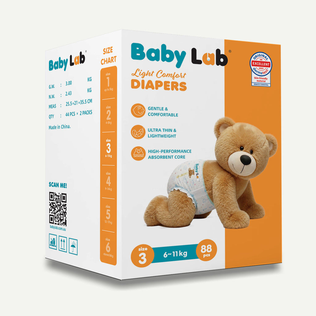 Baby Lab Light Comfort Nappies (Jumbo pack - 88 pcs) - Size 3 (6-11 kg)