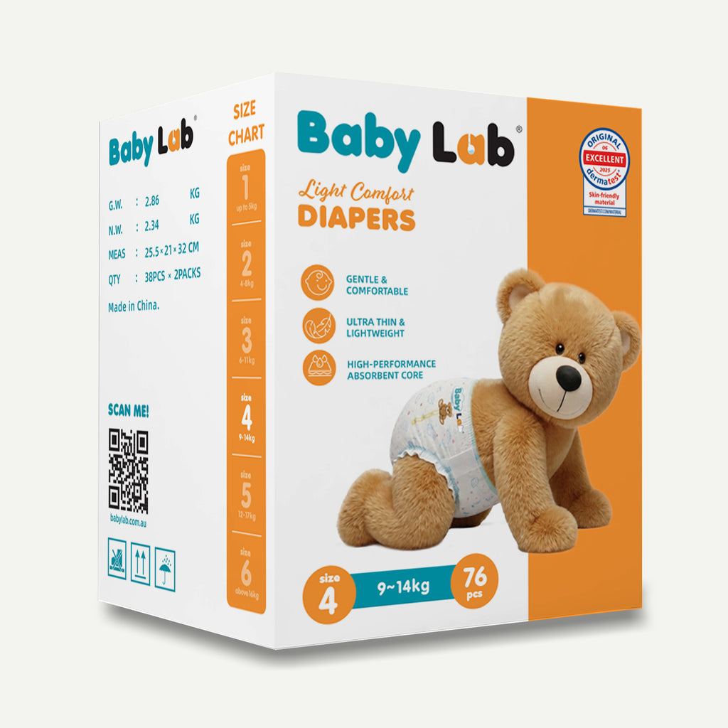 Baby Lab Light Comfort Nappies (Jumbo pack - 76 pcs) - Size 4 (9-14 kg)