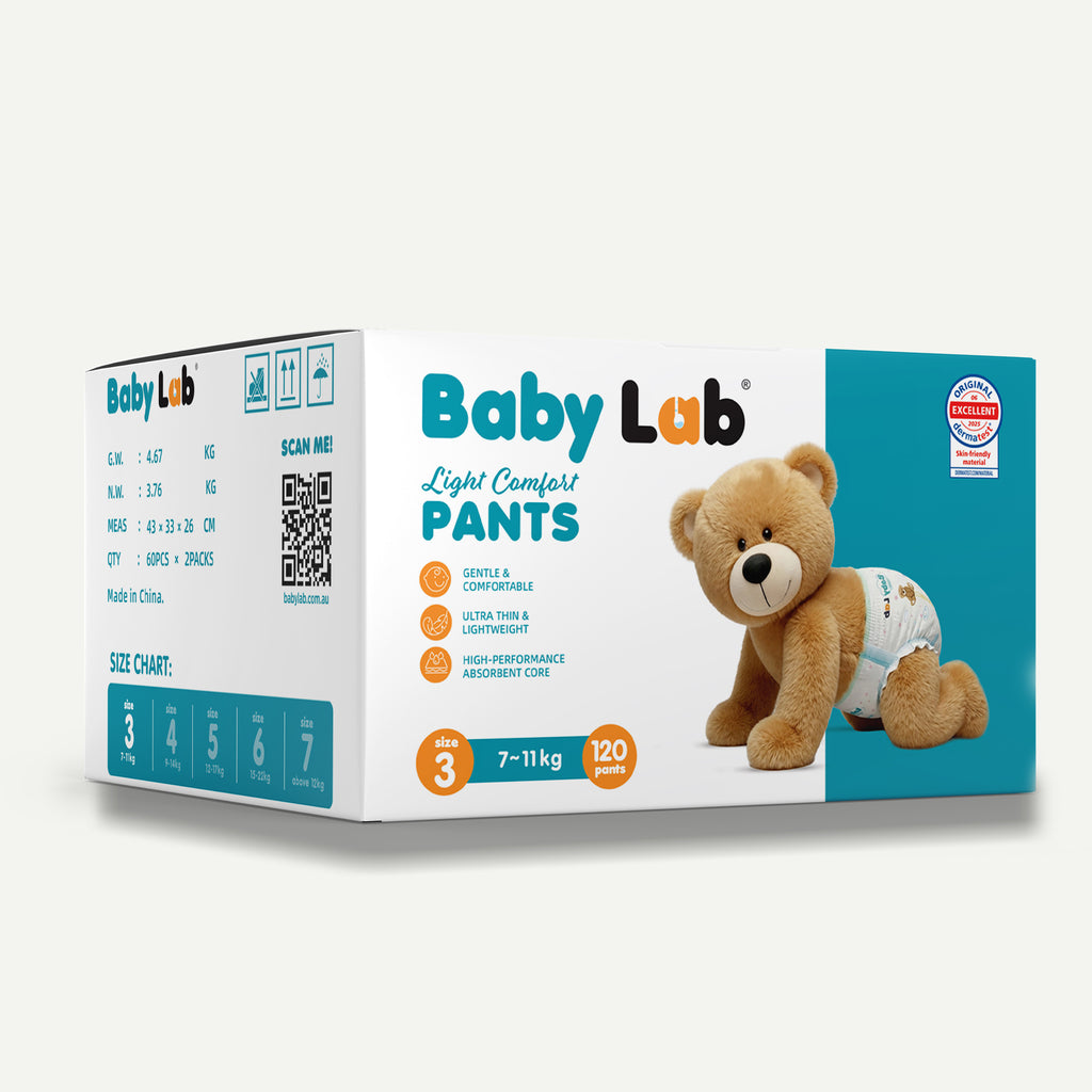 Baby Lab Light Comfort Nappy Pants (Jumbo pack - 120pcs) - Size 3 (7-11 kg)