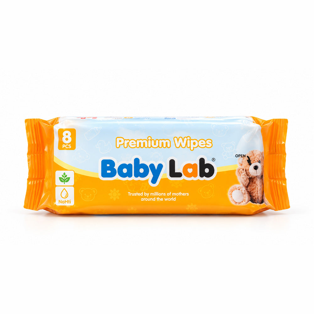BabyLab Premium Pocket Wipes, 8 Pieces